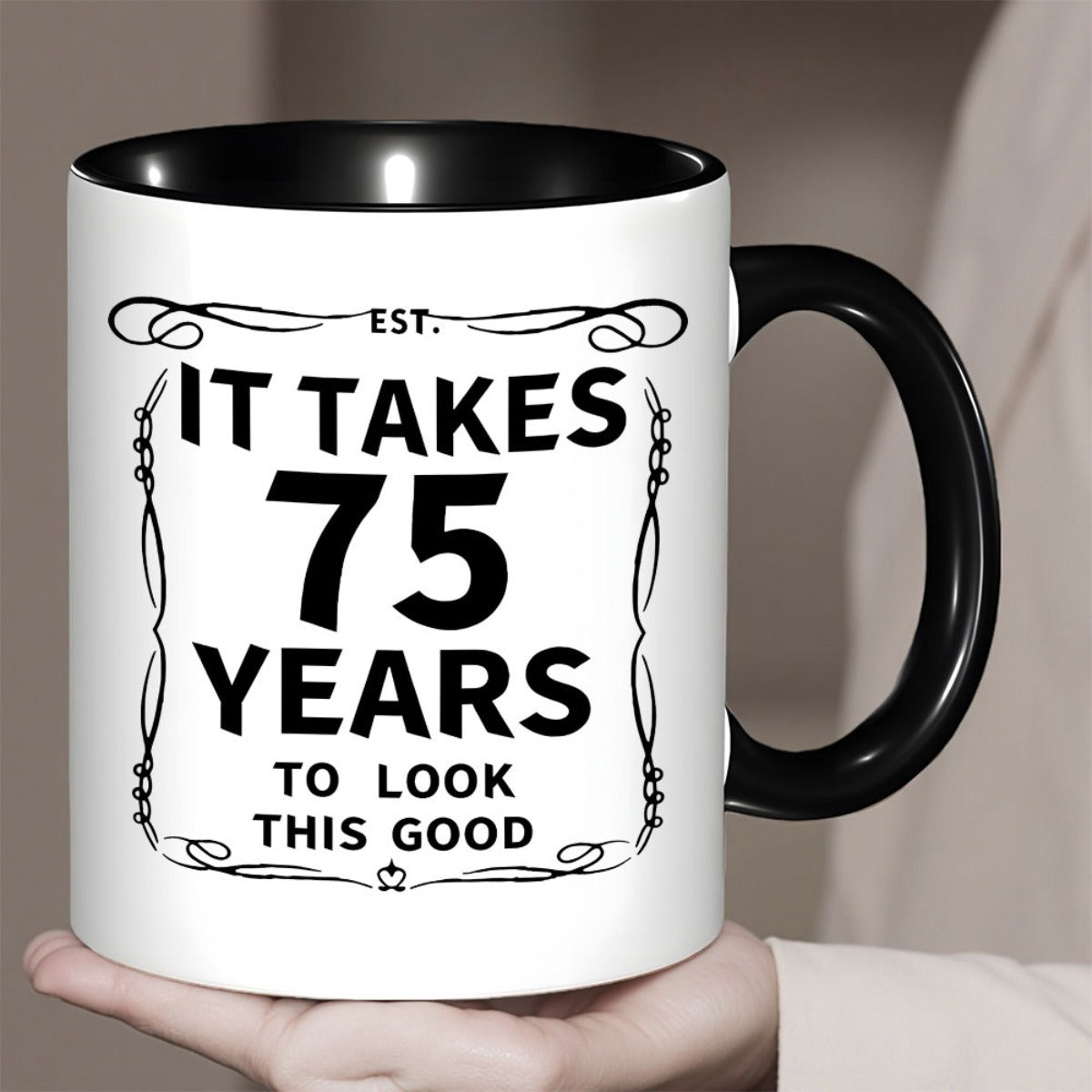 Tailorly Black Accent 11 oz Mug - 75th birthday 7years this good funny 7year design gift for men women turning 7