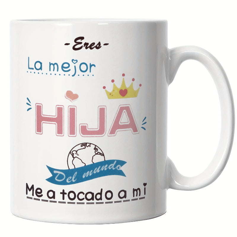 Tailorly White Ceramic 11 oz Mug - Pastel Themed Design Featuring A Golden Heart And Ribbon Earth Crown