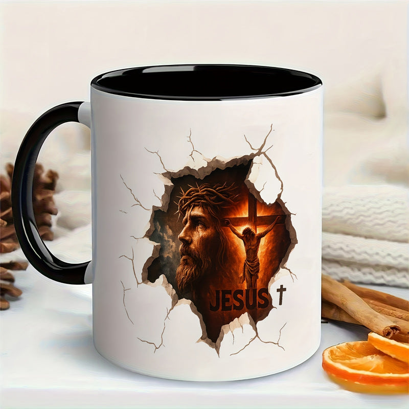 Tailorly Black Accent 11 oz Mug - cross of thorns
