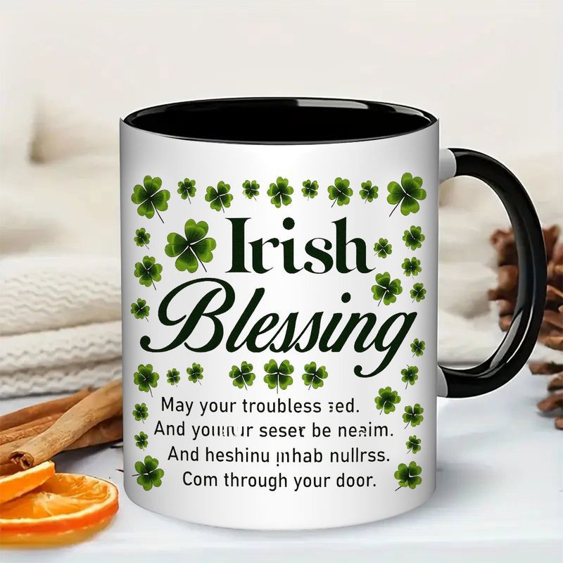 Tailorly Black Accent 11 oz Mug - shamrock and verse