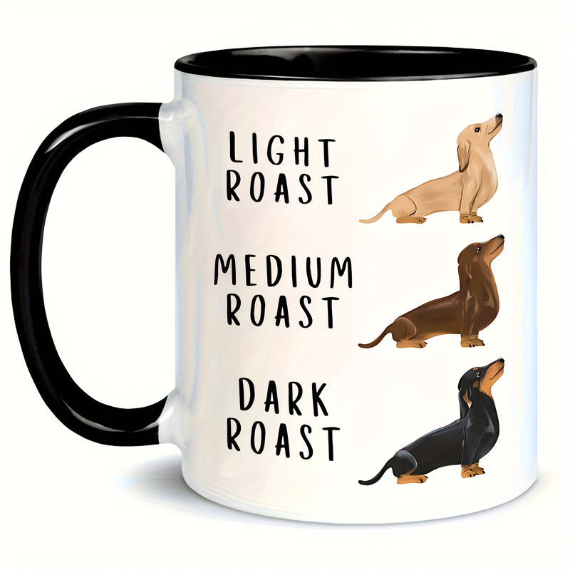 Tailorly Black Accent 11 oz Mug - dachshund dog patterns