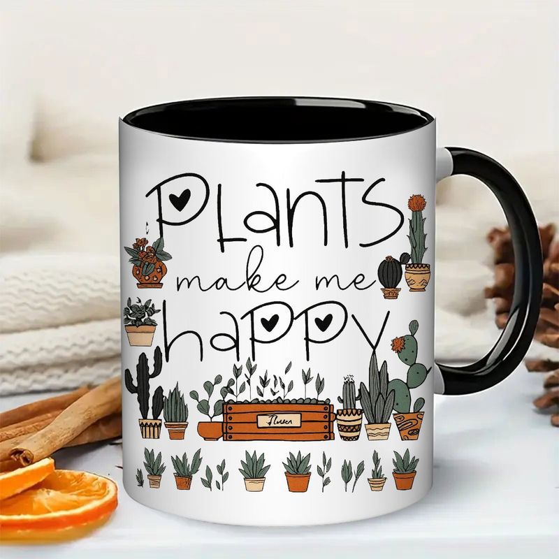 Tailorly Black Accent 11 oz Mug - cute cactus succulent design