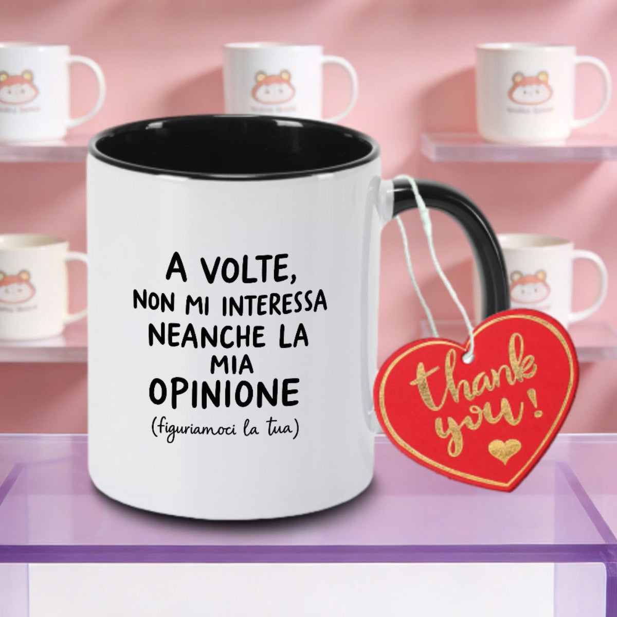 Tailorly Black Accent 11 oz Mug - Italian Non Mi (I'm Not in My) Logo & Letter Print