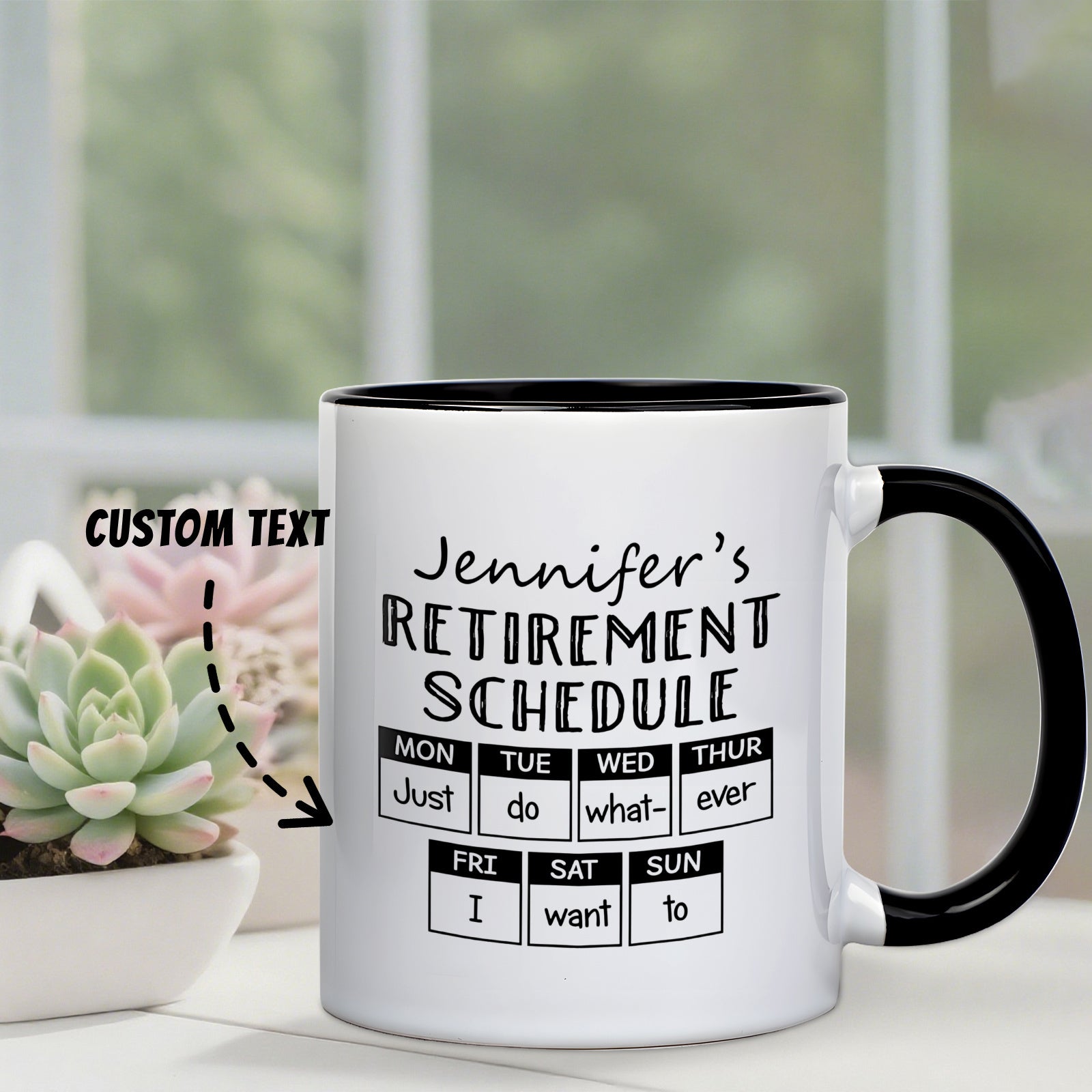 Tailorly Black Accent 11 oz Mug - humorous retirement schedule text
