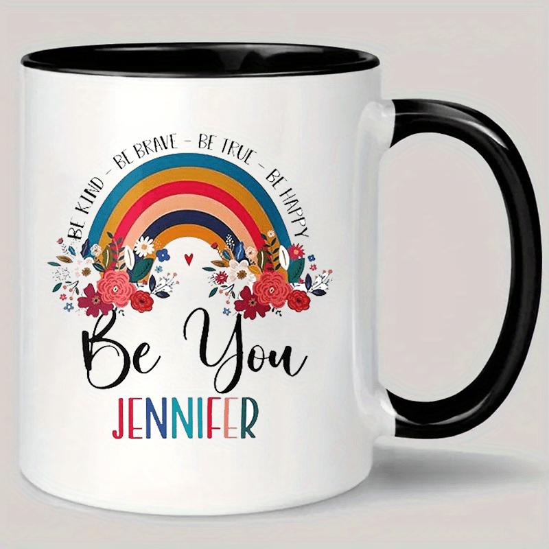 Tailorly Black Accent 11 oz Mug - colorful floral rainbow inspirational quotes