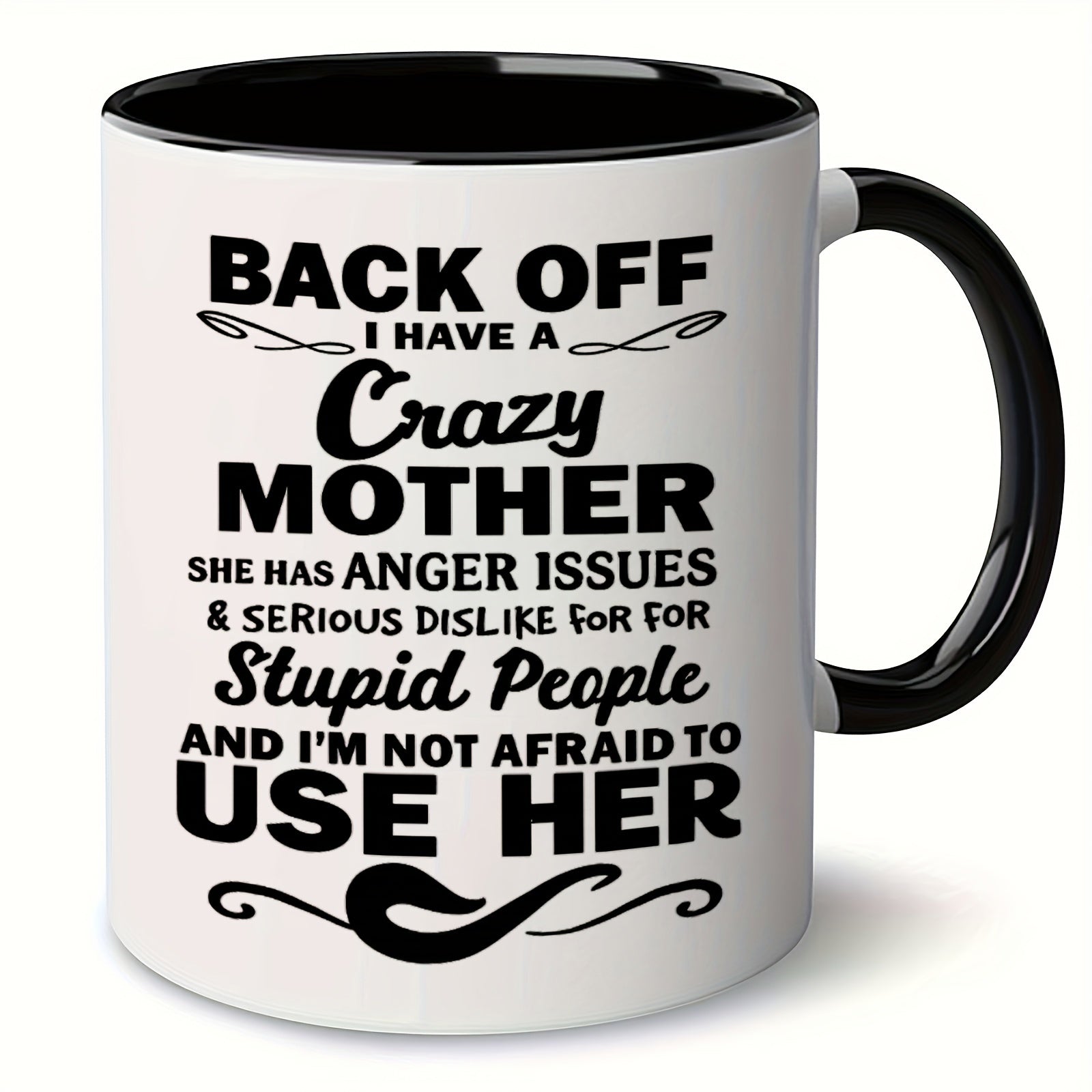 Tailorly Black Accent 11 oz Mug - black and white text design saying back_6dc6a138e35c4a8f80af310d9157269f