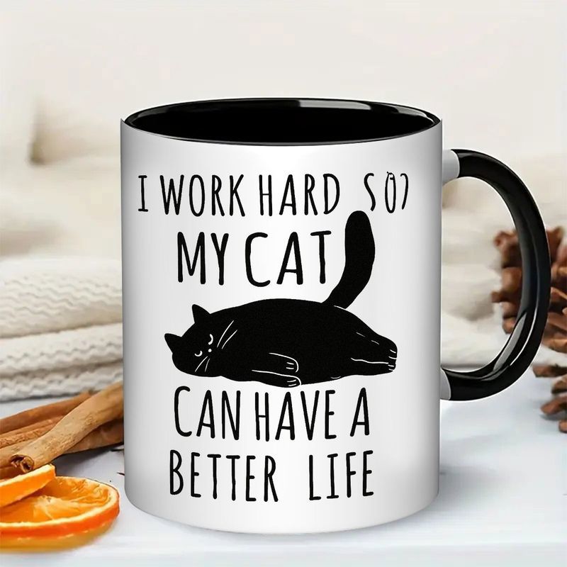 Tailorly Black Accent 11 oz Mug - funny cat lady