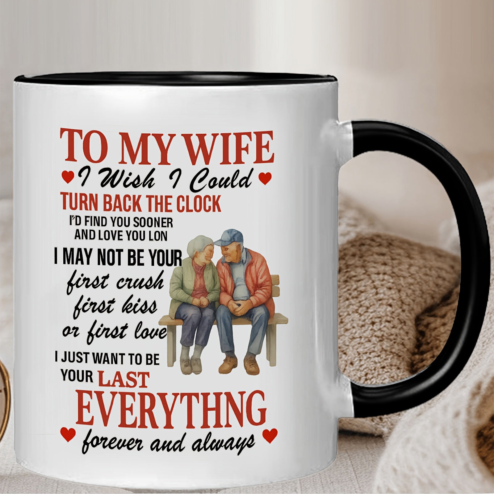 Tailorly Black Accent 11 oz Mug - to my wife message forever letter