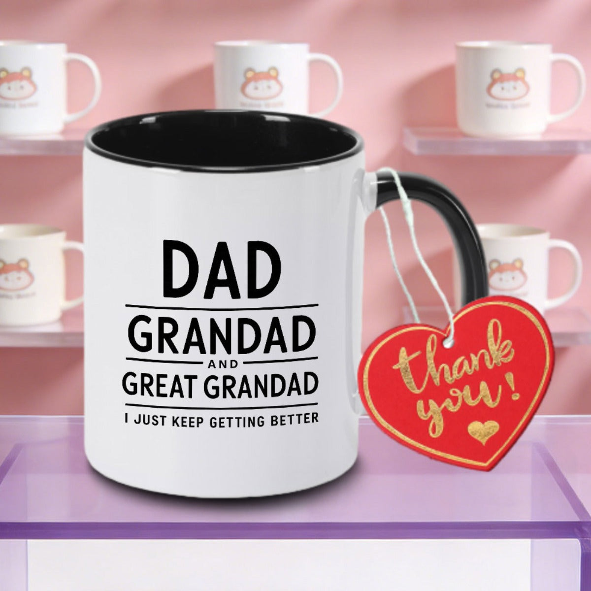 Tailorly Black Accent 11 oz Mug - DadGrandad & Great Grandad Logo Letter Print