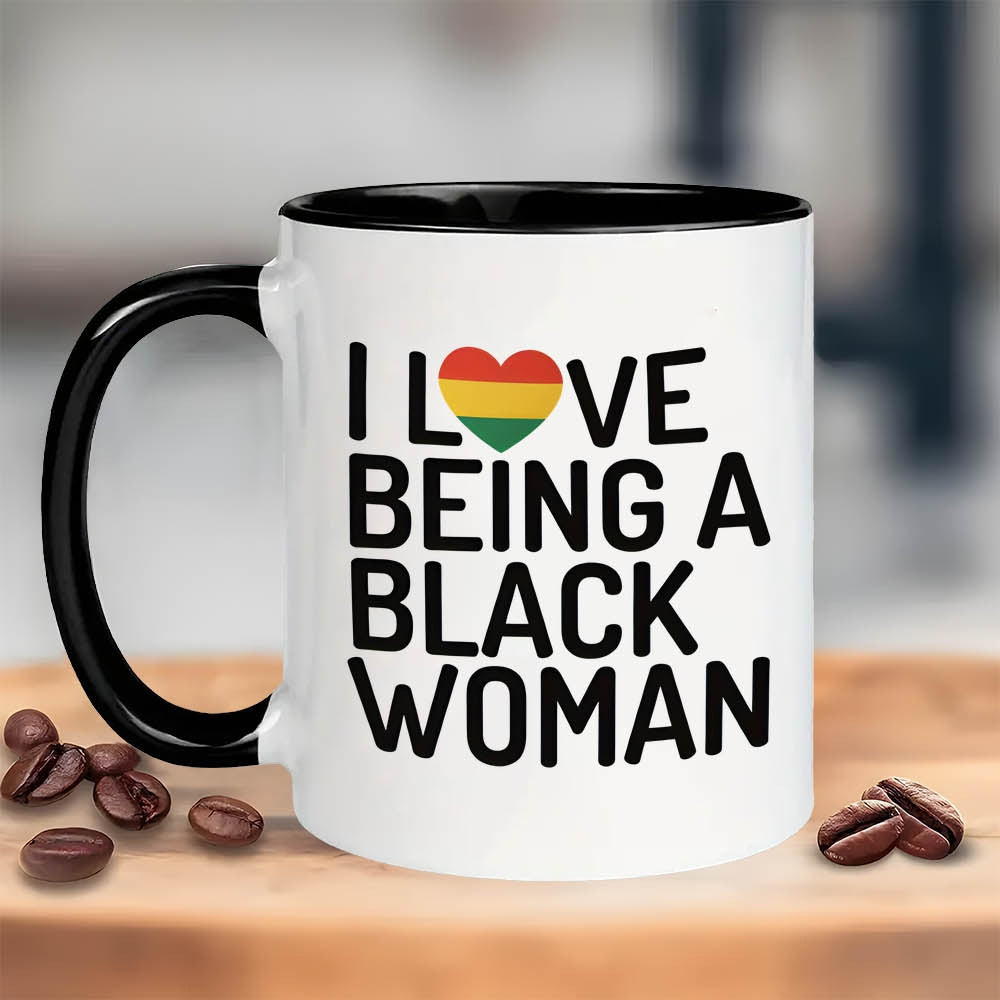 Tailorly Black Accent 11 oz Mug - i love being a black history month text