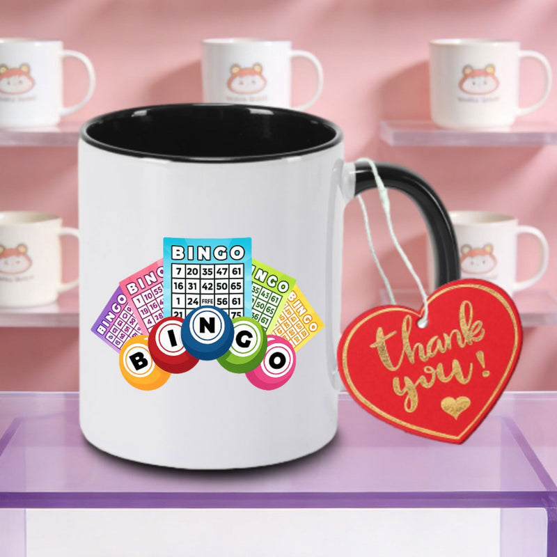 Tailorly Black Accent 11 oz Mug - Bingo Design Vibrant Des Print Logo
