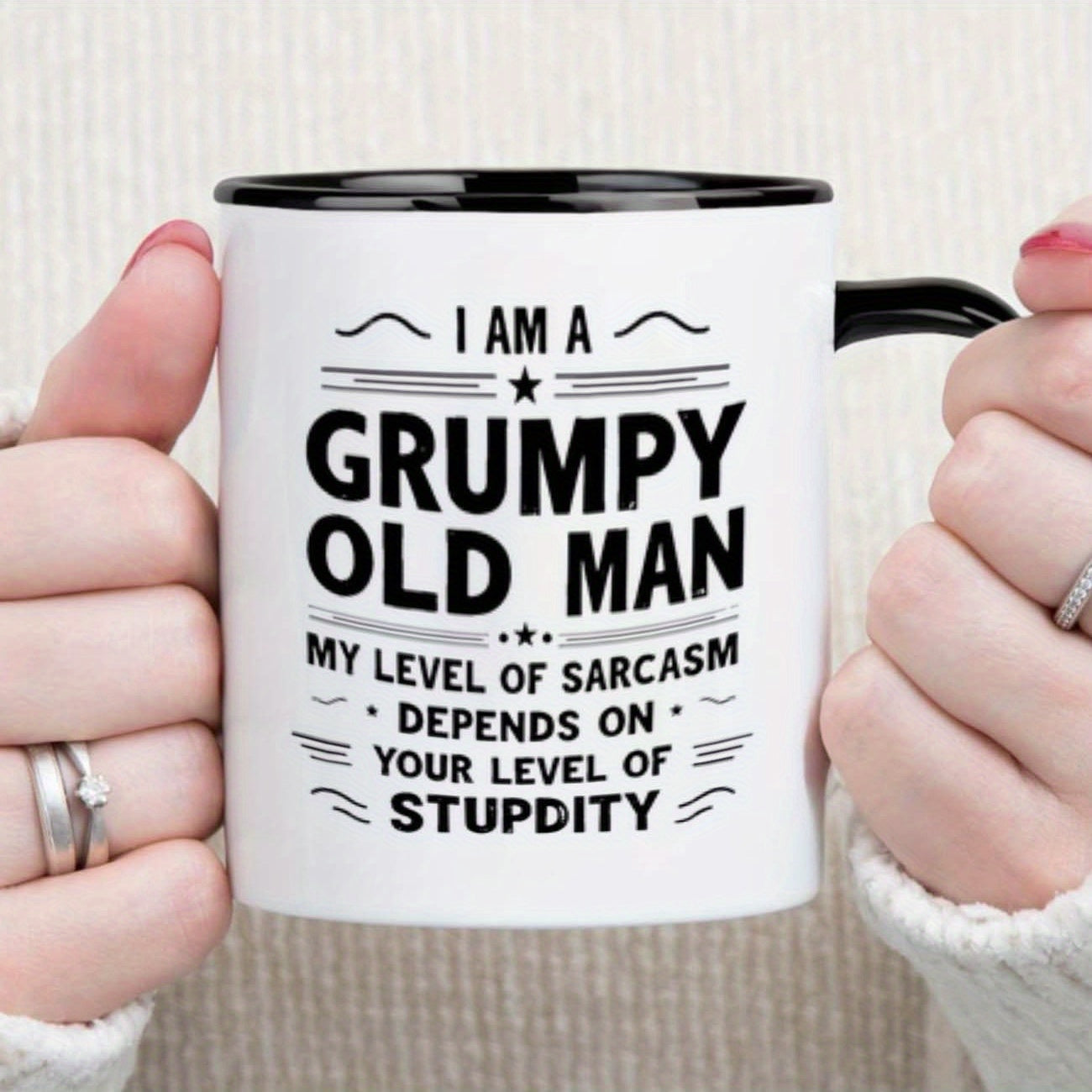 Tailorly Black Accent 11 oz Mug - item picture 1pc 11oz old for man coffee mug holiday gift for birthday christmas summer mug daily beverage cup