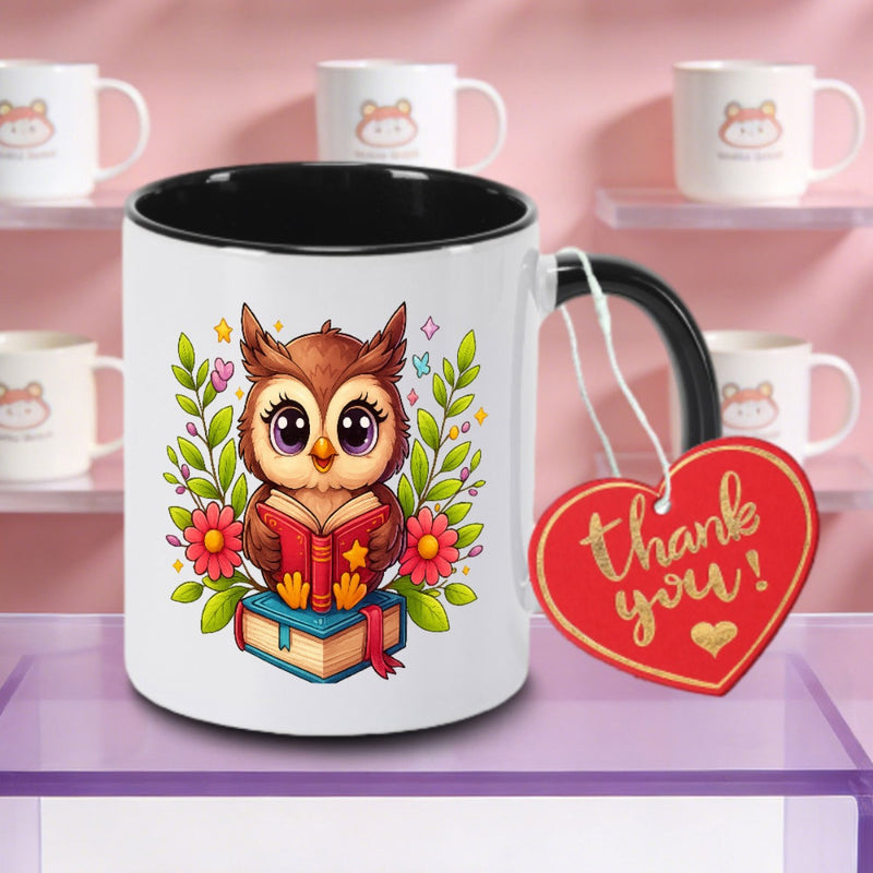 Tailorly Black Accent 11 oz Mug - Cute Owl Logo