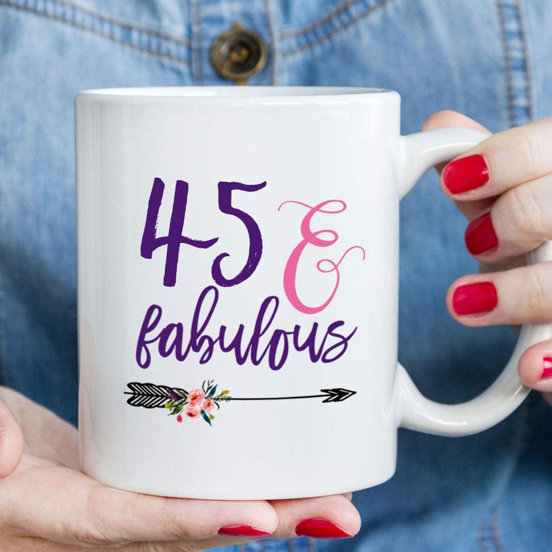 Tailorly White Ceramic 11 oz Mug - 45 Fabulous Minimalist Horizontal Decorative Slogan Featuring Delicate Hand Drawn Floral Accents Arrow