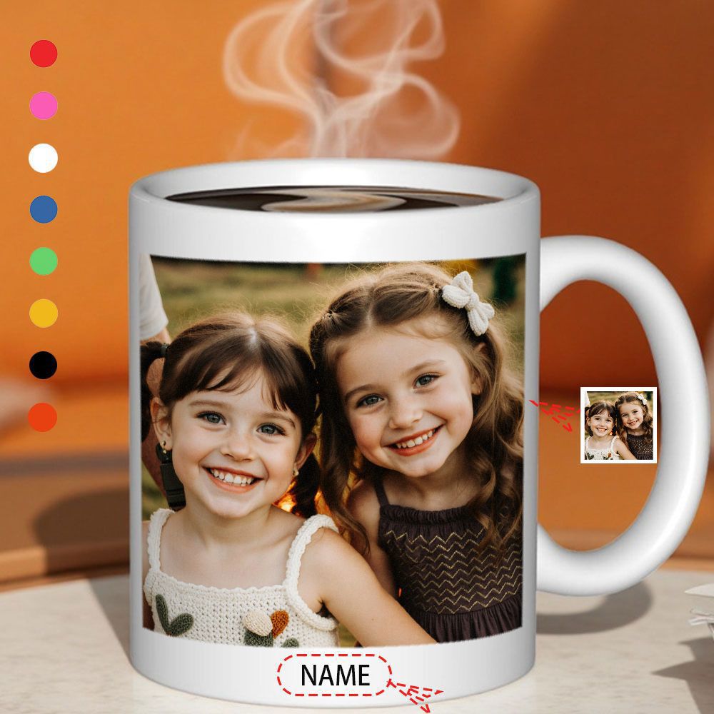 Tailorly White Ceramic 11 oz Mug - Name Smiling Young Girls Captured In A Heartwarming Outdoor Portrait Photo Mug