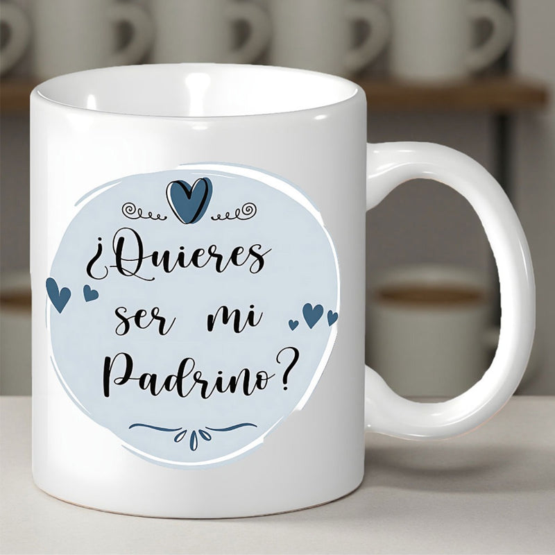 Tailorly White Ceramic 11 oz Mug - Light Blue Watercolor Style Circle With Charming Hearts And Decorative Mug
