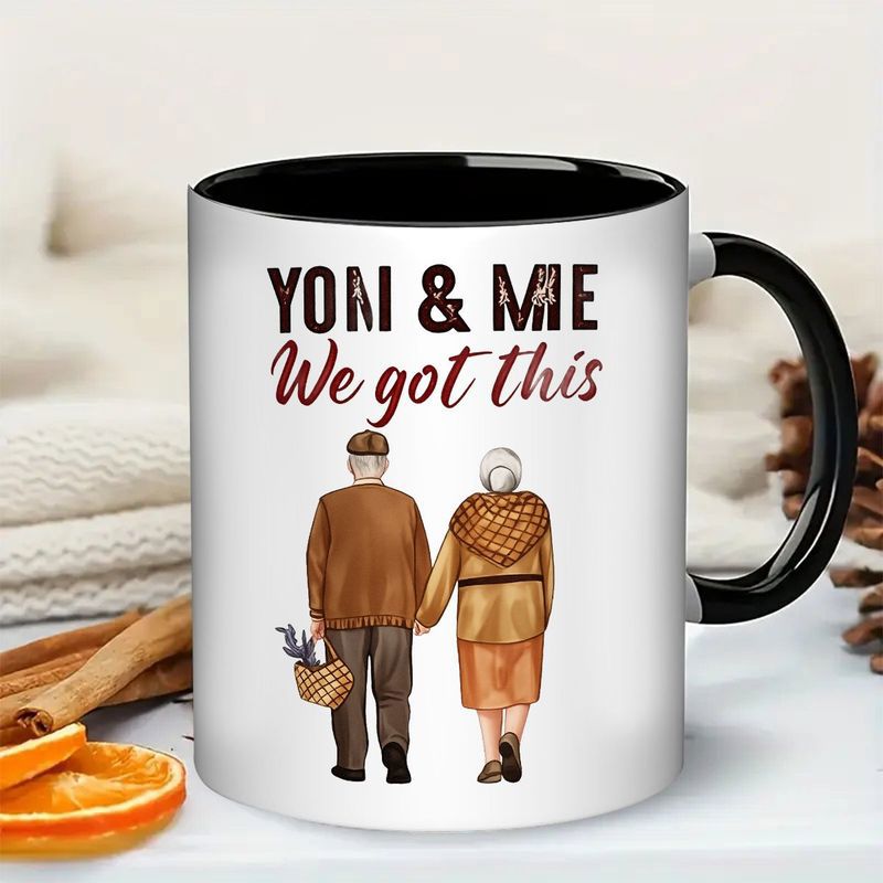 Tailorly Black Accent 11 oz Mug - names elderly couple design romantic