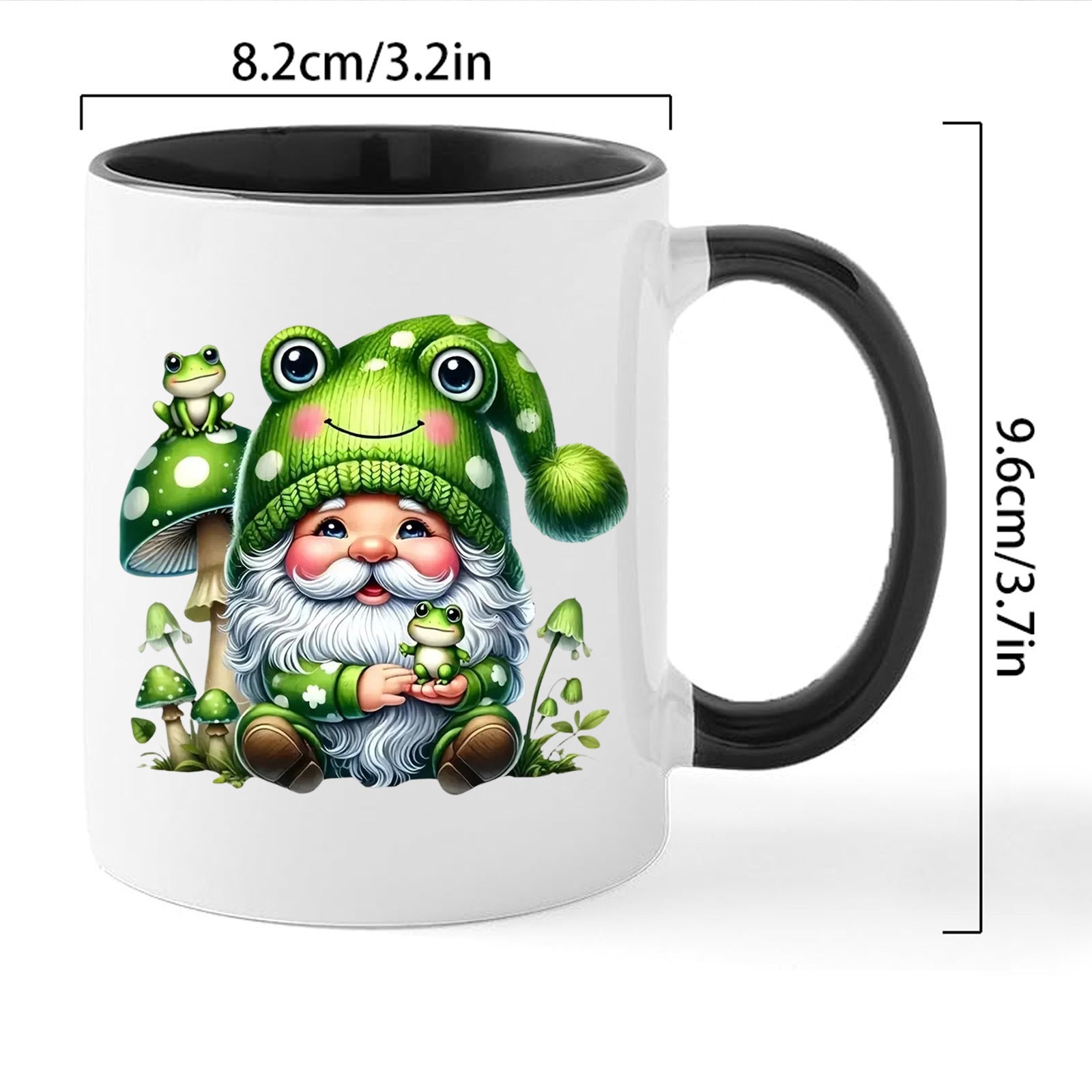 Tailorly Black Accent 11 oz Mug - item picture 1pc funny french text coffee mugwhimsical gnome mushroom ceramic mug tea cup themed print novelty gift