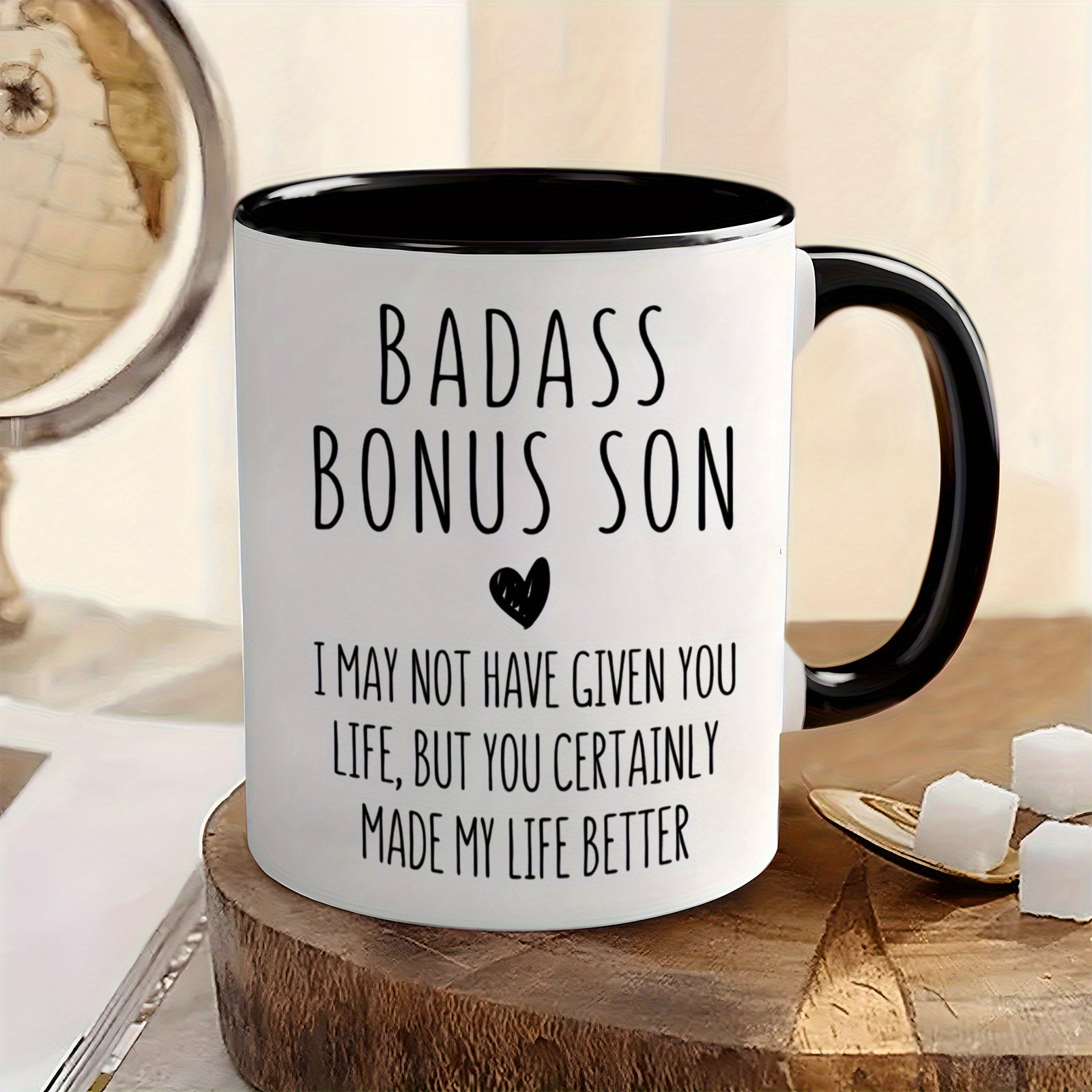 Tailorly Black Accent 11 oz Mug - quote coffee cup badass bonus son theme with inspirational message