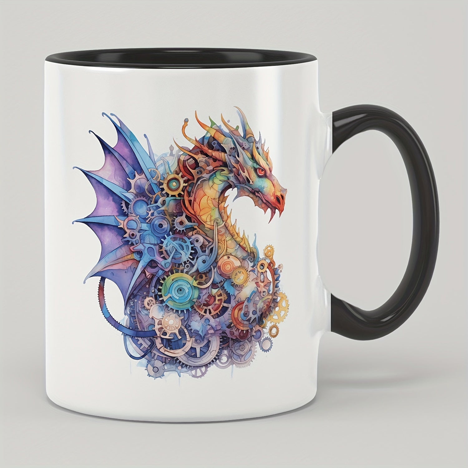 Tailorly Black Accent 11 oz Mug - punk dragon