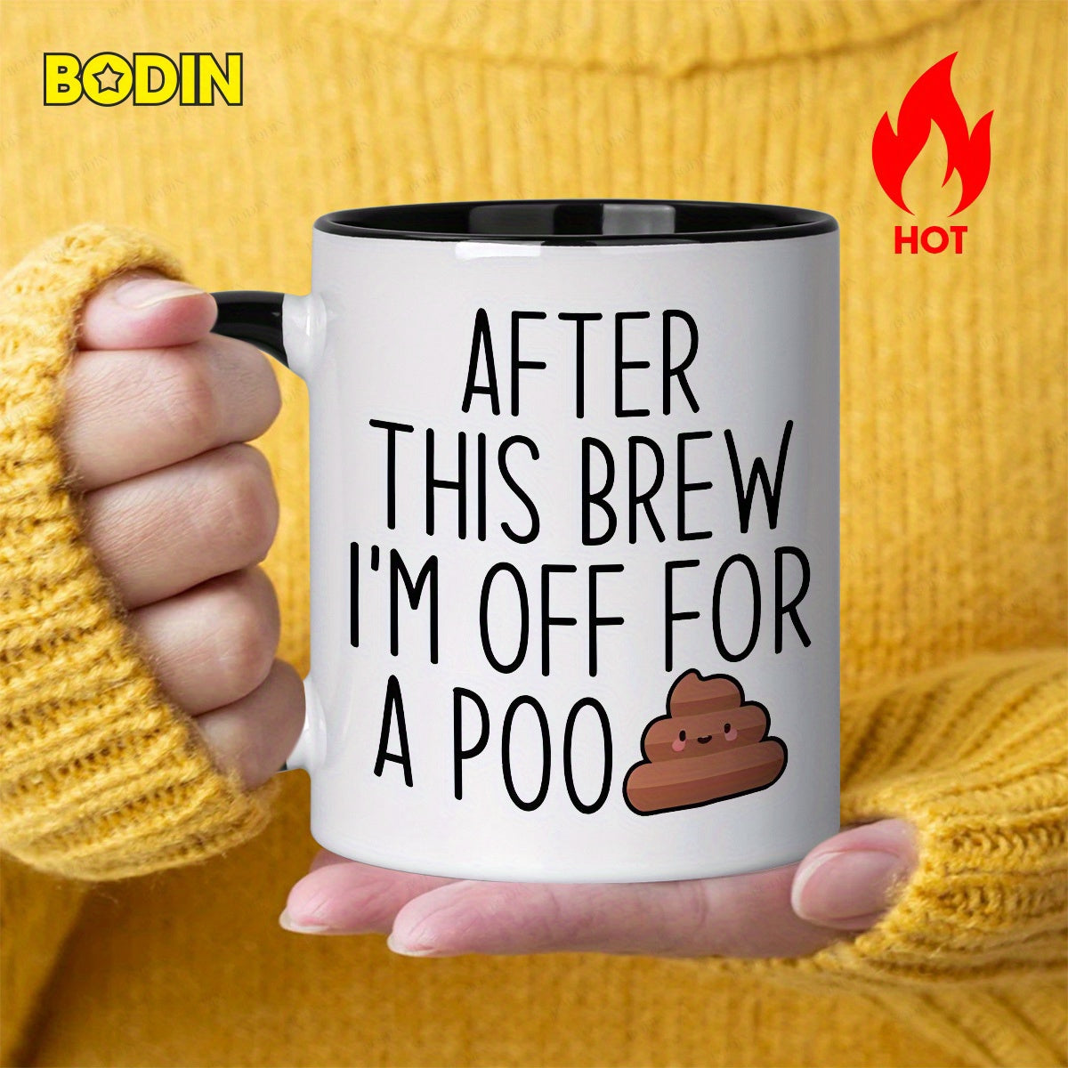 Tailorly Black Accent 11 oz Mug - brew i off for a poo humorous words