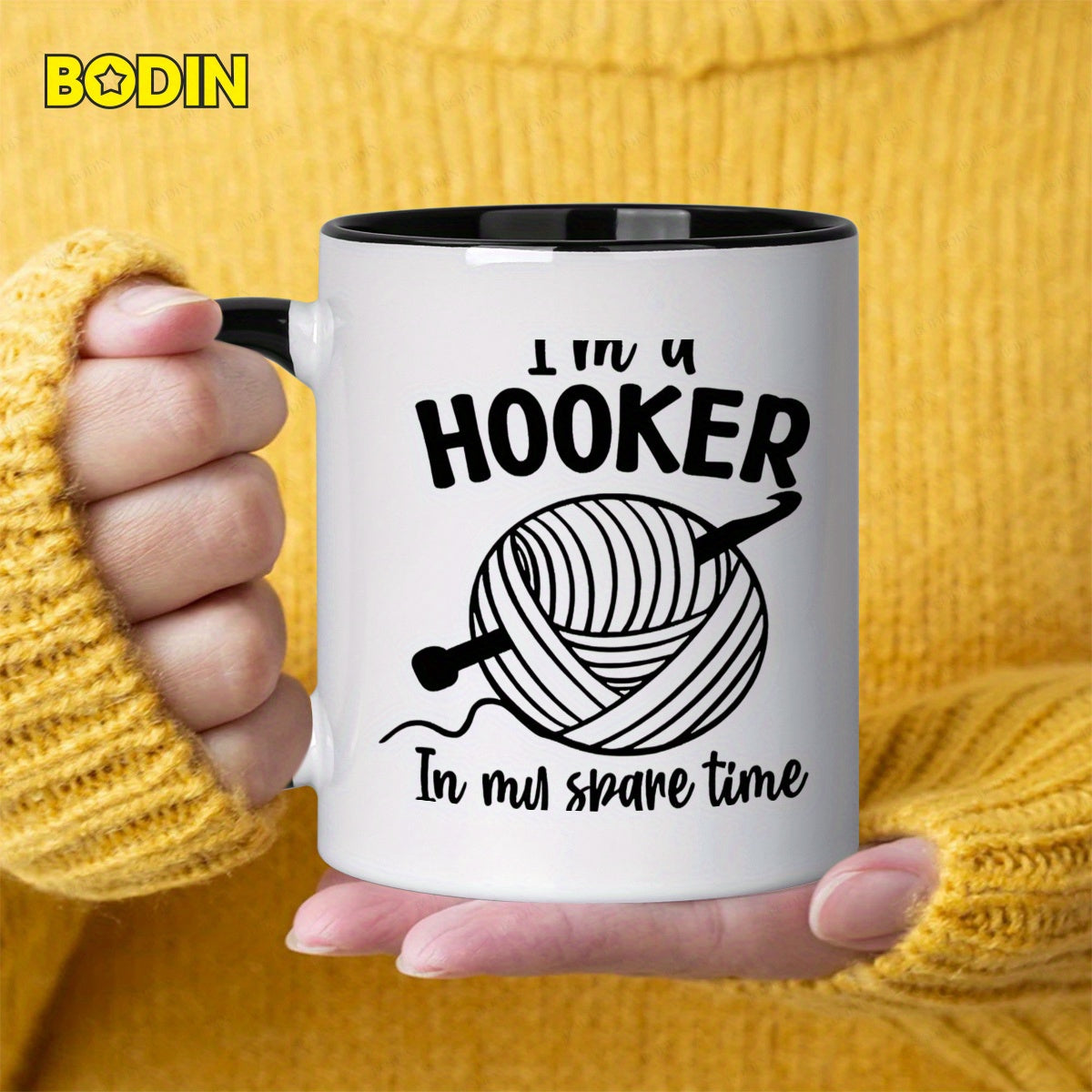 Tailorly Black Accent 11 oz Mug - crochet humor design