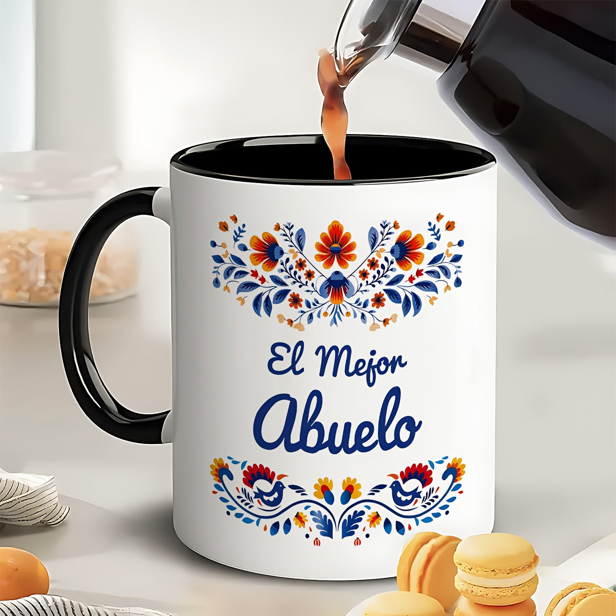 Tailorly Black Accent 11 oz Mug - colorful flower
