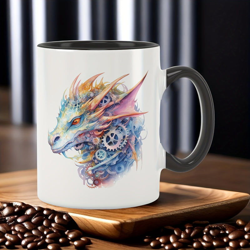 Tailorly Black Accent 11 oz Mug - punk style evil dragon design