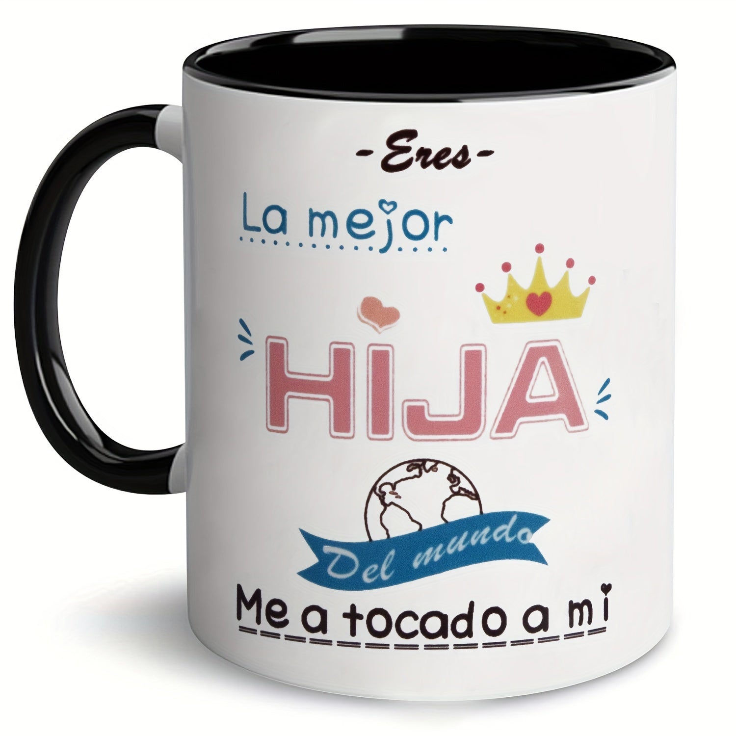 Tailorly Black Accent 11 oz Mug - spanish letter print "la mejor hija best daughter"