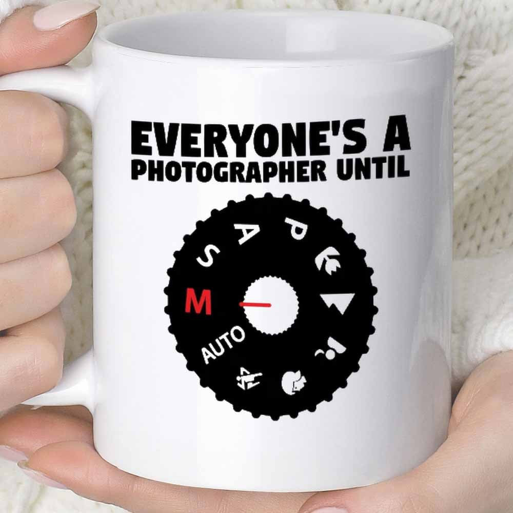 Tailorly White Ceramic 11 oz Mug - Everyones A Photographer Until Circular Camera Mode Dial With Manual Settings And Icons Symbols Camera Dial