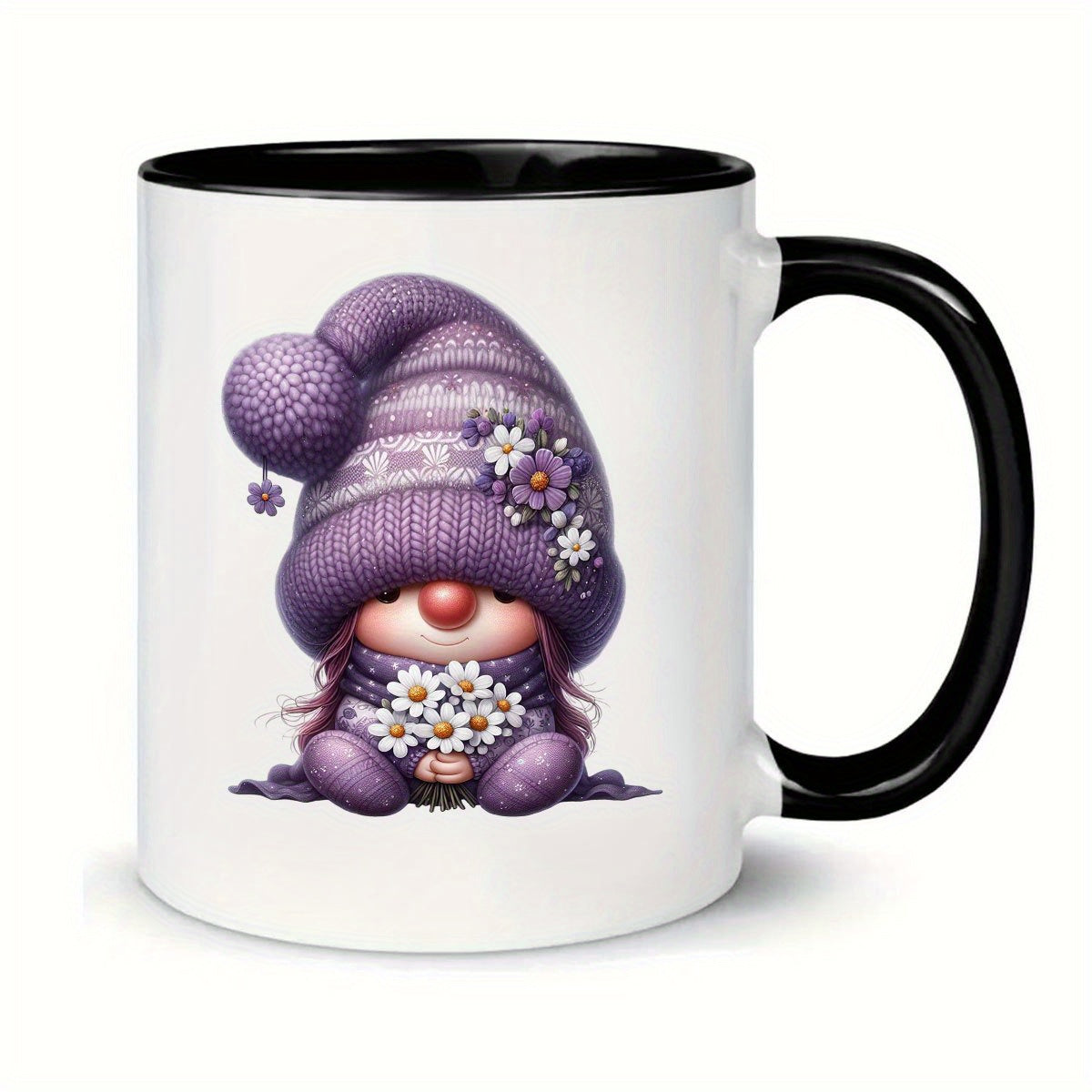 Tailorly Black Accent 11 oz Mug - whimsical gnome