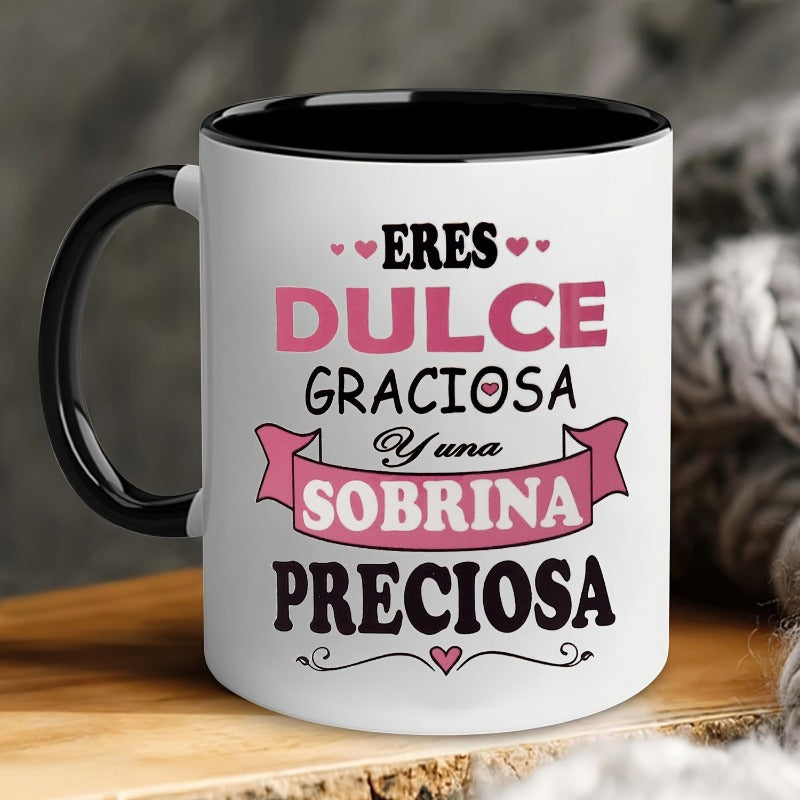 Tailorly Black Accent 11 oz Mug - y una sweet niece ideal christmas new year message name Spanish ceramic design