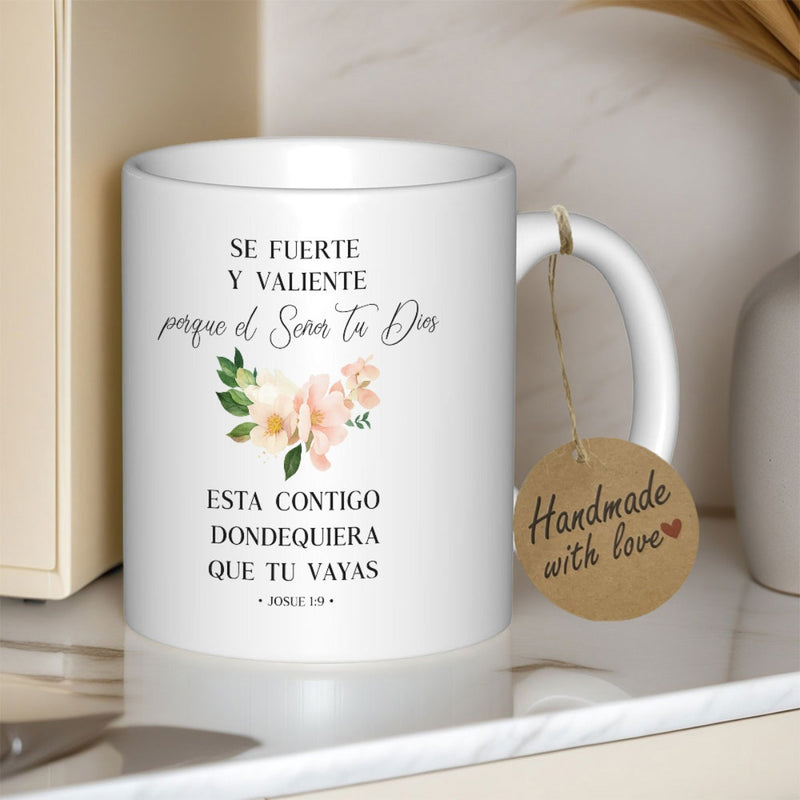 Tailorly White Ceramic 11 oz Mug - Handmade With Love Elegant Watercolor Floral Bouquet Blooming With Soft Peach Petals And Leaves Flower