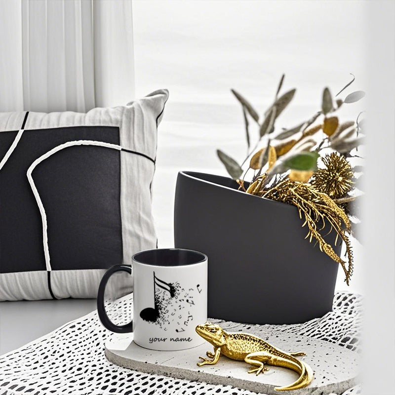 Tailorly Black Accent 11 oz Mug - musical notes