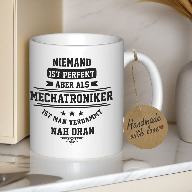 Tailorly White Ceramic 11 oz Mug - Featuring Bold Decorative Typographic Layout With Ornamental Flourish Mug