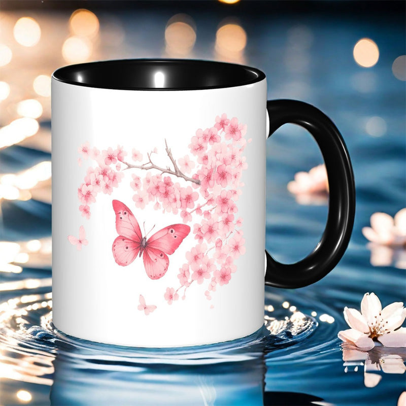 Tailorly Black Accent 11 oz Mug - butterflies
