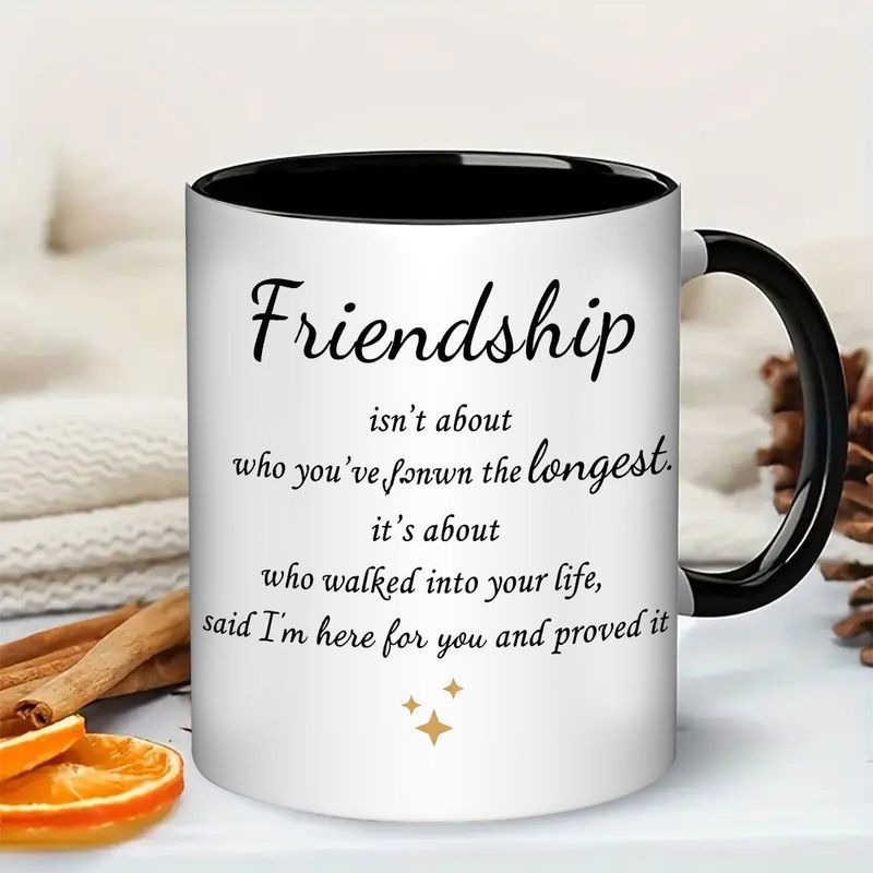 Tailorly Black Accent 11 oz Mug - inspirational friendship definition poem