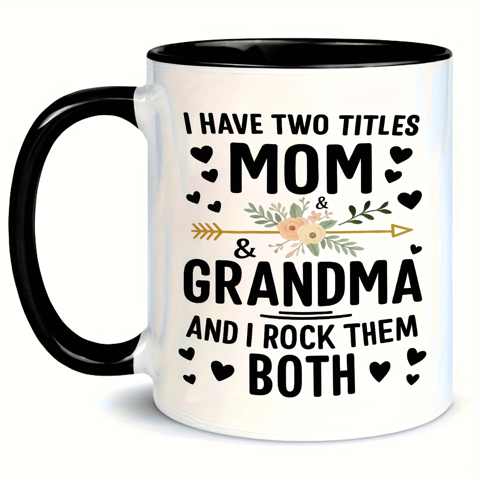 Tailorly Black Accent 11 oz Mug - mom and grandma letters