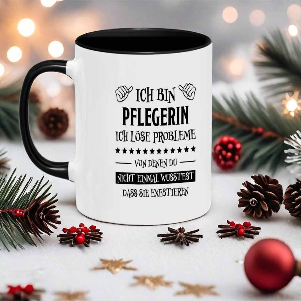 Tailorly Black Accent 11 oz Mug - german nursing text