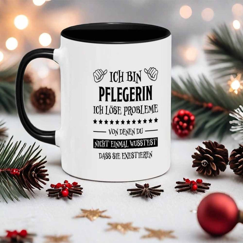 Tailorly Black Accent 11 oz Mug - german nursing text