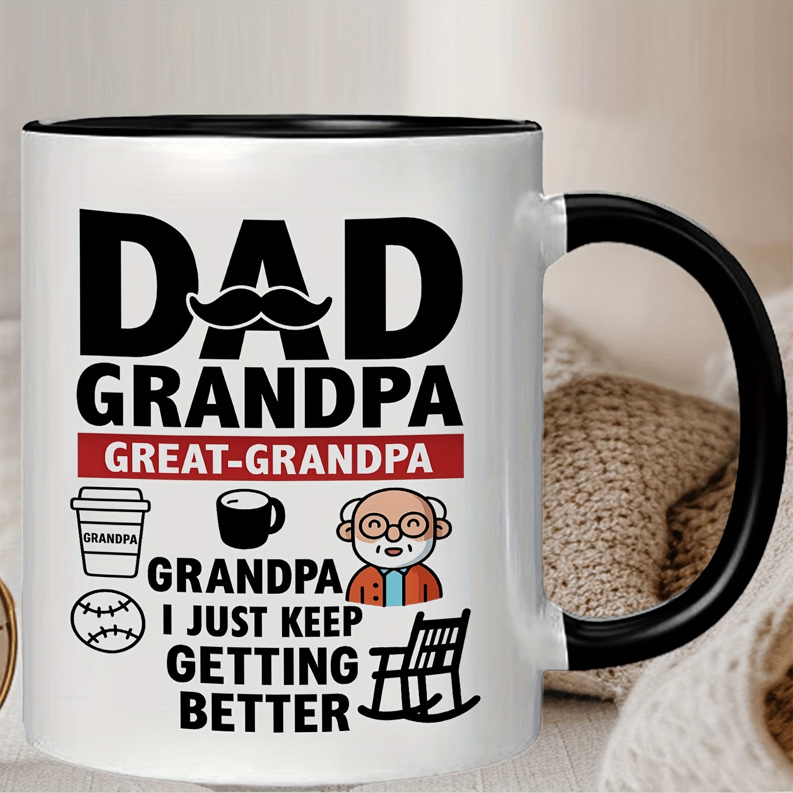 Tailorly Black Accent 11 oz Mug - adorable cartoon elderly