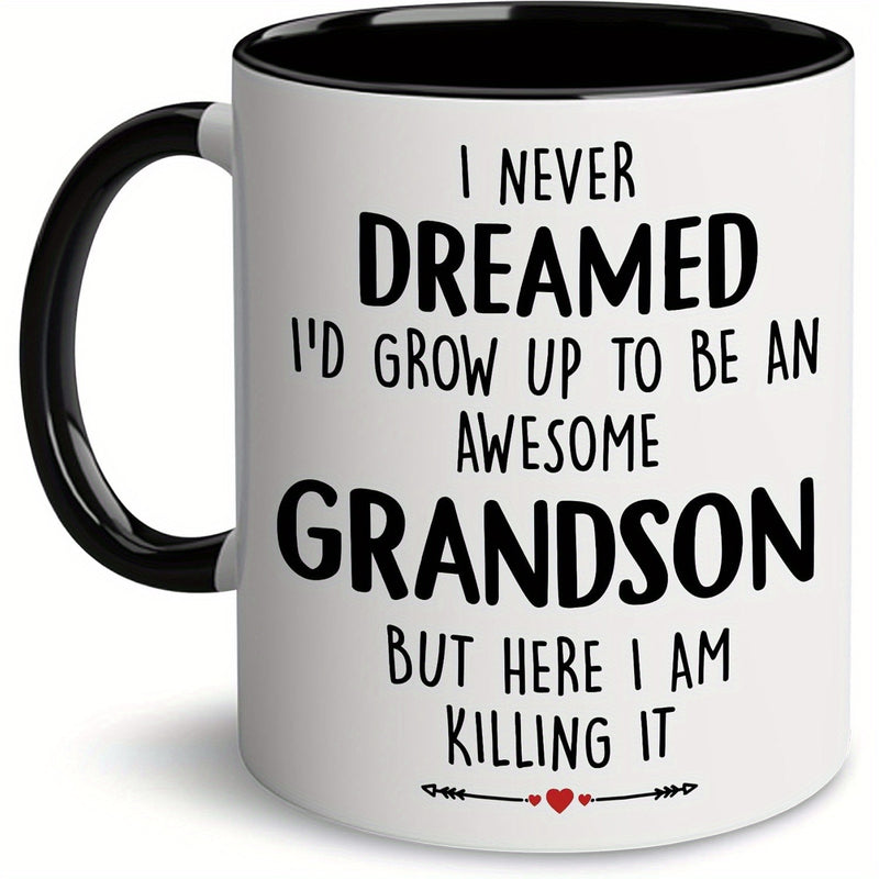 Tailorly Black Accent 11 oz Mug - item picture unique grandson mug i never that id to be an awesome grandson perfect gifts for grandfather mothers