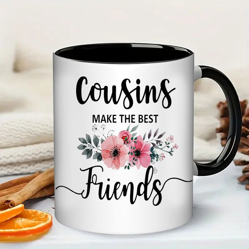 Tailorly Black Accent 11 oz Mug - cousins make the ceramic coffee mug text
