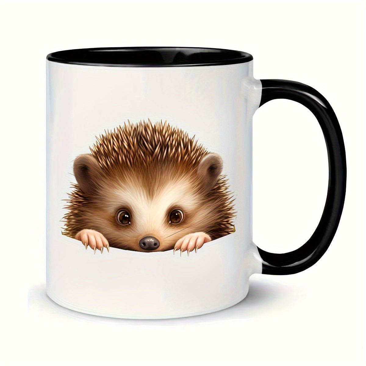 Tailorly Black Accent 11 oz Mug - little hedgehog