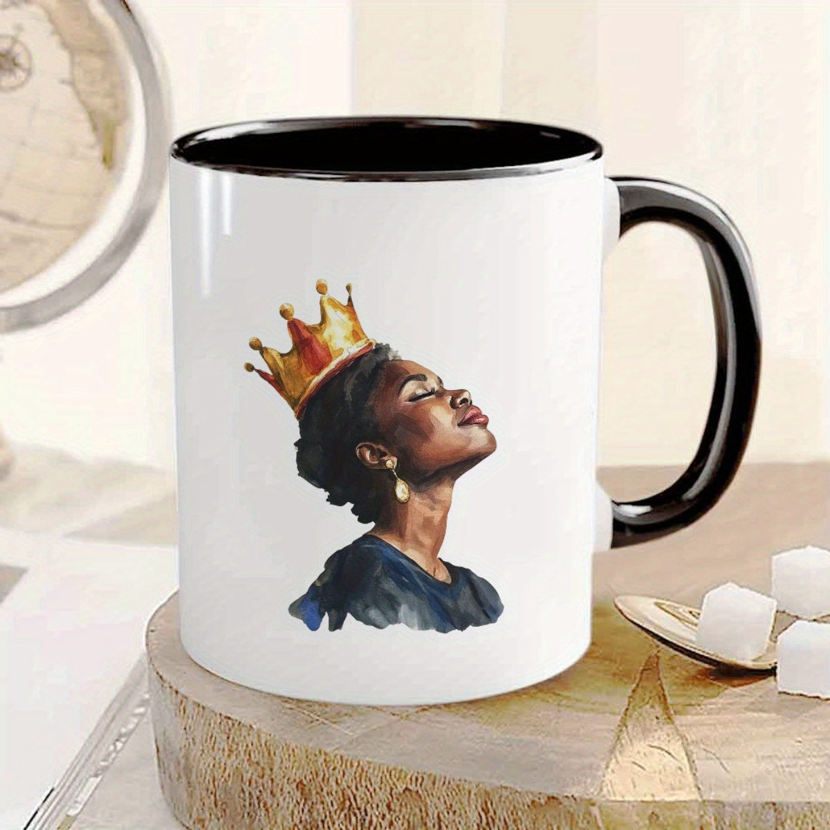 Tailorly Black Accent 11 oz Mug - empowering queen inspirational artwork with womens