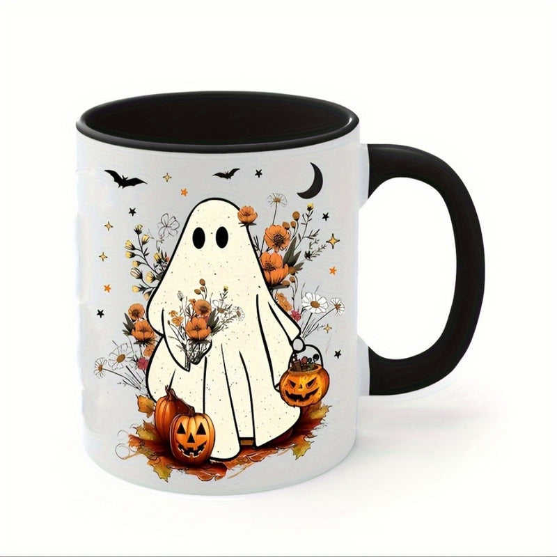 Tailorly Black Accent 11 oz Mug - pumpkin and bats