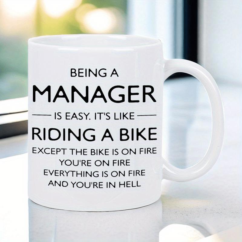 Tailorly White Ceramic 11 oz Mug - Being A Manager Is Easy Minimalist Black Professional Typography On White Surface Mug