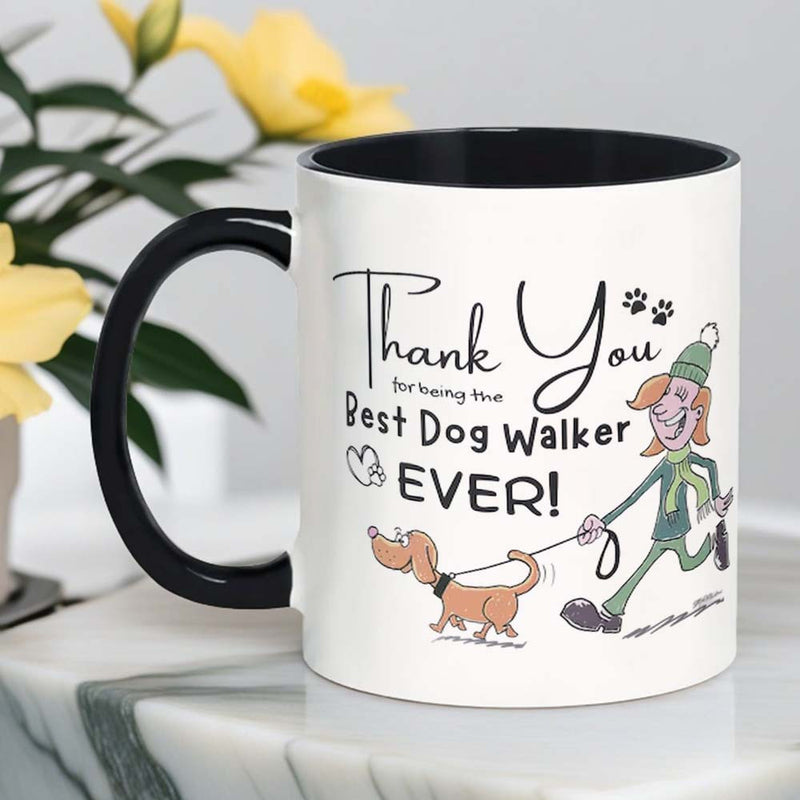 Tailorly Black Accent 11 oz Mug - item picture 1pc thank you gift mug coffee cup with cute illustration best white black hand wash only