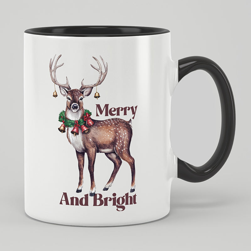 Tailorly Black Accent 11 oz Mug - christmas reindeer