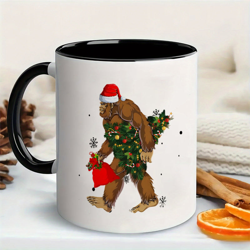 Tailorly Black Accent 11 oz Mug - festive design with christmas ornaments